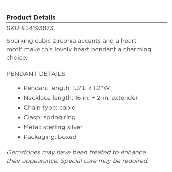 Cubic Zirconia Silver Heart Necklace - Picture 5 of 5